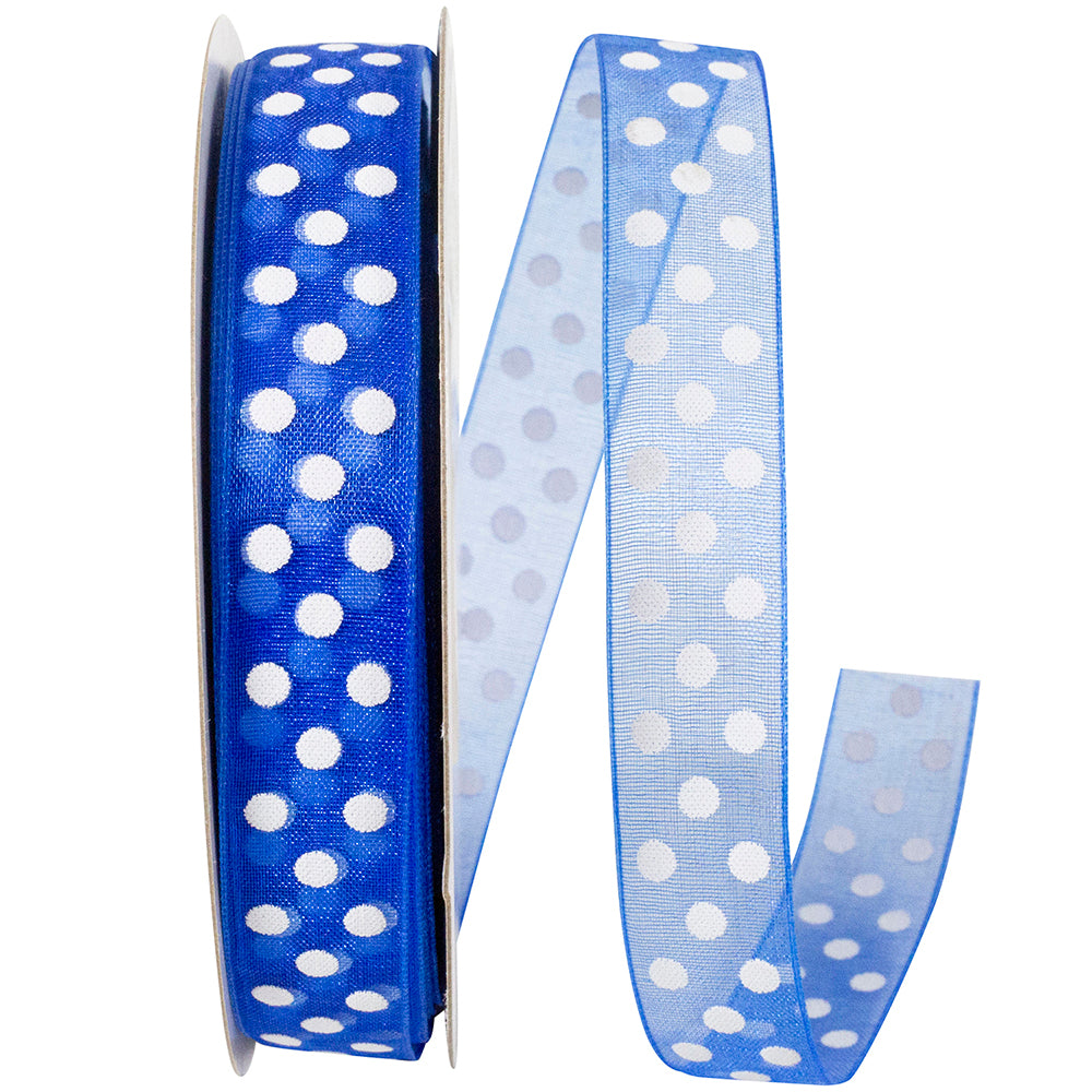 Chiffon Swiss Dots Ribbon Royal 5/8 Inch for Wreaths