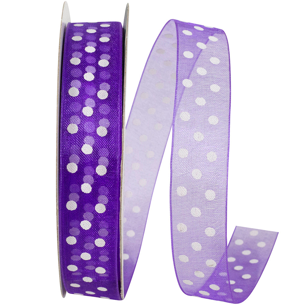 Purple Chiffon Swiss Dots Ribbon 5/8 Inch for Bows