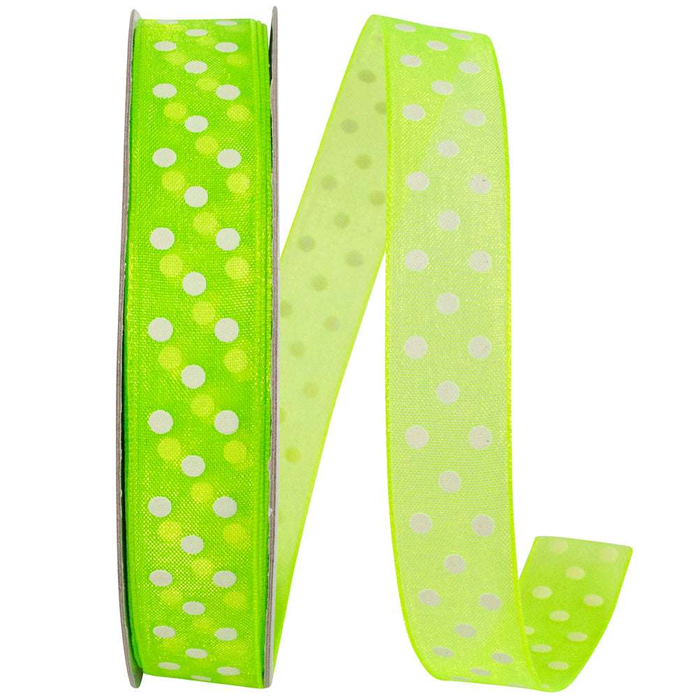 Citrus Chiffon Swiss Dots Ribbon 5/8 Inch for Wreaths