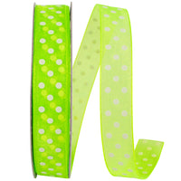 Citrus Chiffon Swiss Dots Ribbon 5/8 Inch for Wreaths