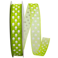 Kiwi Chiffon Swiss Dots Ribbon 5/8 Inch for Wreaths
