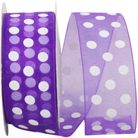 Chiffon Aspirin Dots Ribbon Purple 1-1/2 Inch 25Yds