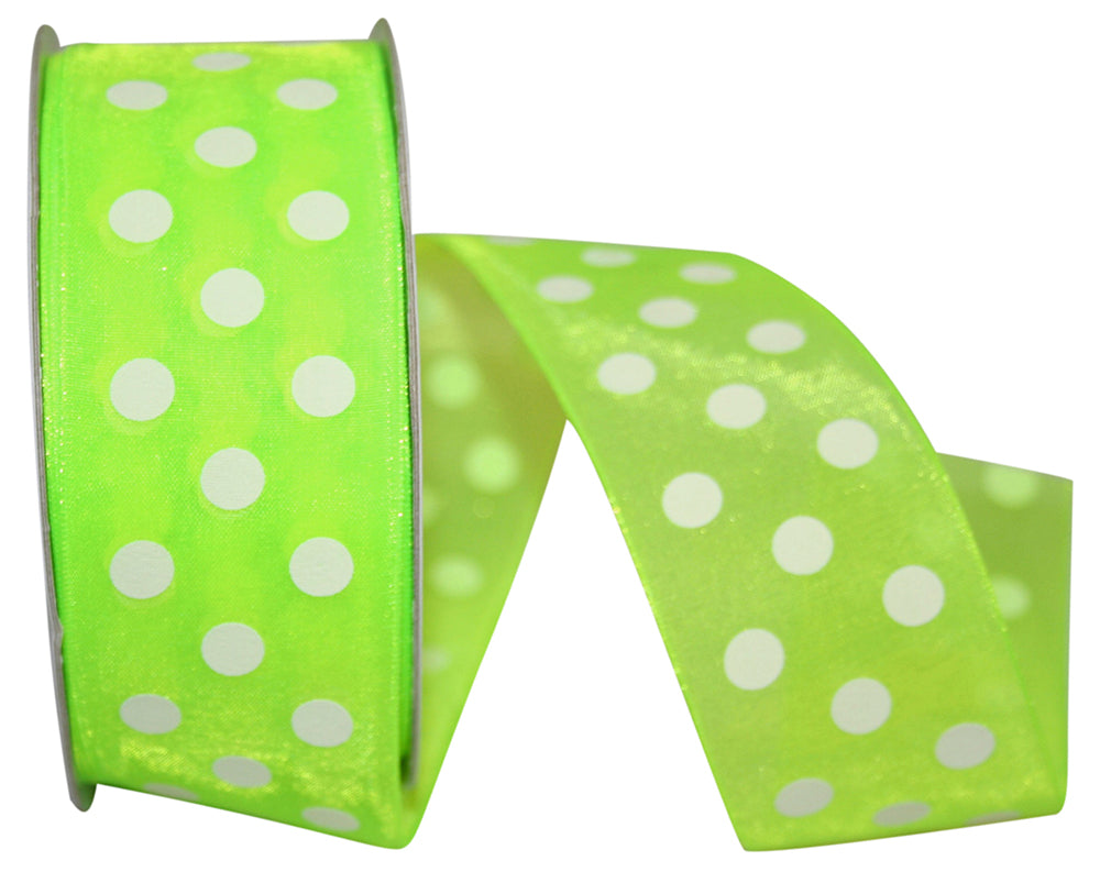 Chiffon Aspirin Dots Ribbon Citrus 1-1/2 Inch for Bows