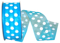 Turquoise Chiffon Aspirin Dots Ribbon 1-1/2 Inch 25Yds