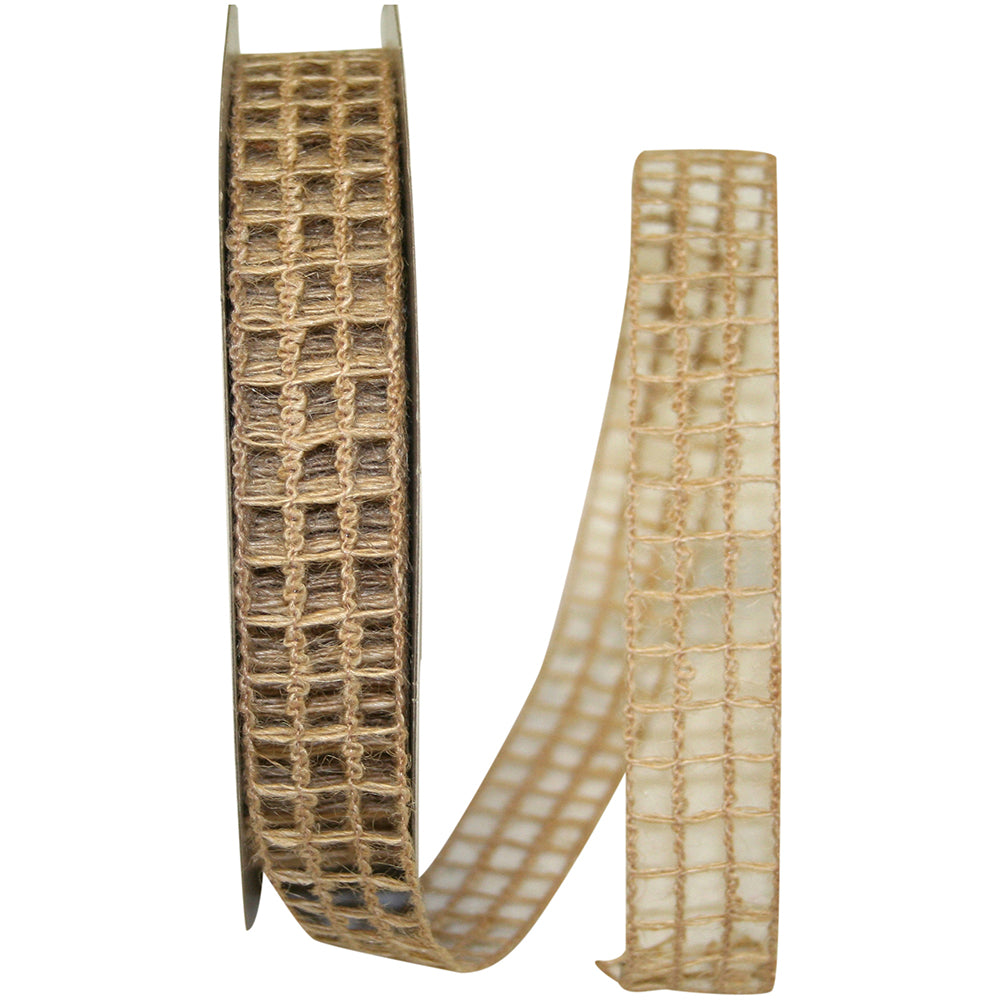 Jute Wired Edge Ribbon 7/8 Inch Natural for Wreaths