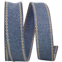 Denim Wired Edge Ribbon 1-1/2 Inch Stewart Linen 20Yds