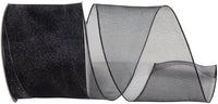 Black 2-1 2 Inch Elegant Woven Sheer Wired Edge Ribbon for Wreaths & Bows
