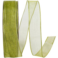 Moss 5 8 Inch Elegant Woven Sheer Wired Edge Ribbon for Wreaths & Bows