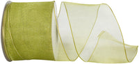 Moss 2-1 2 Inch Elegant Woven Sheer Wired Edge Ribbon for Wreaths & Bows