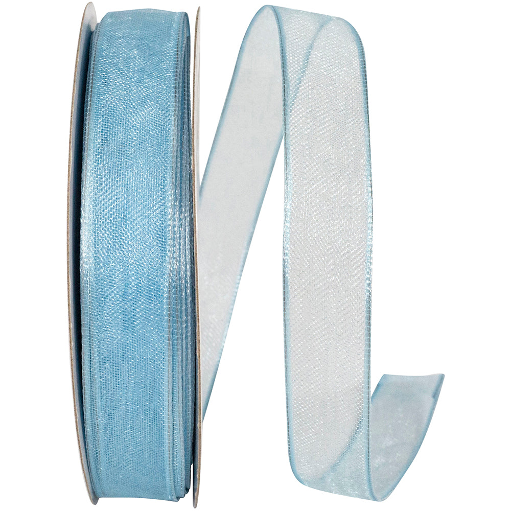 Light 5 8 Inch Elegant Woven Sheer Wired Edge Ribbon for Wreaths & Bows