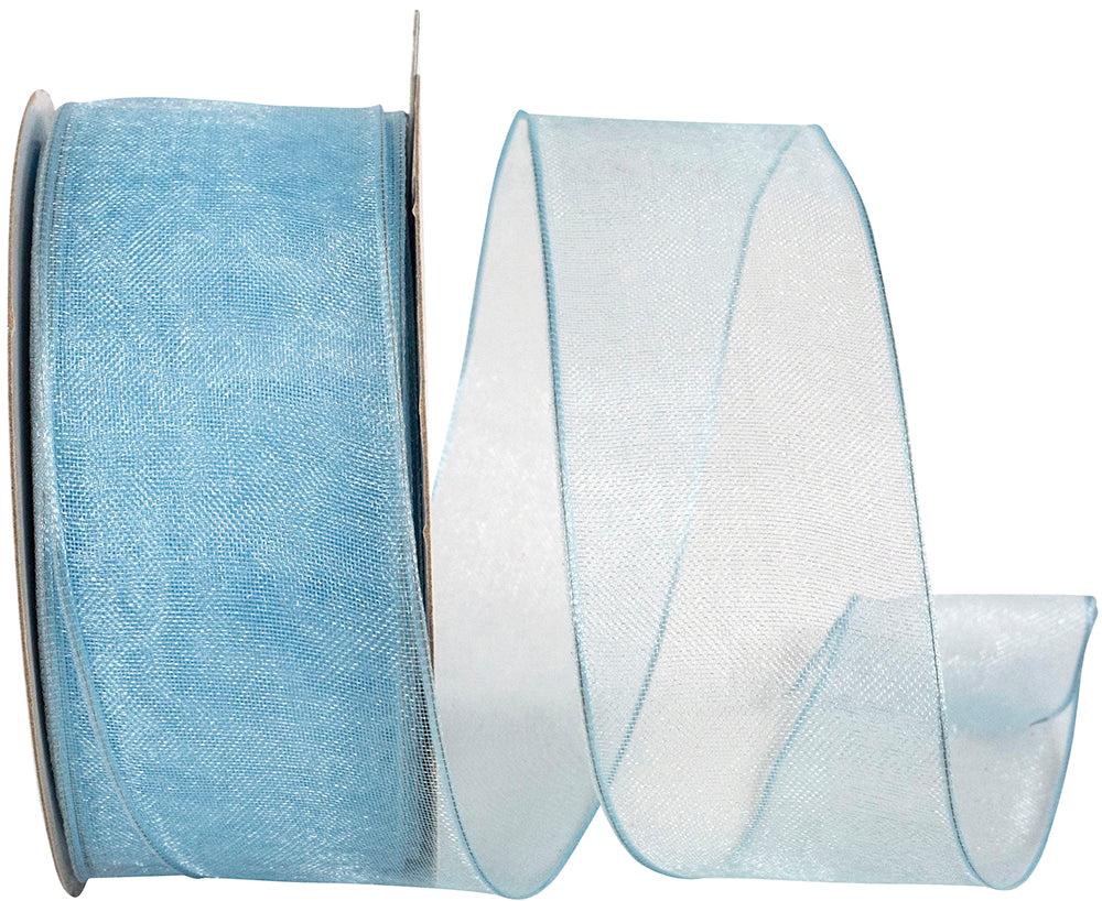 Light 1-1 2 Inch Elegant Woven Sheer Wired Edge Ribbon for Wreaths & Bows