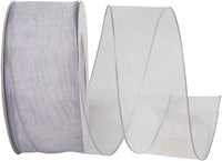 Silver 1-1 2 Inch Elegant Woven Sheer Wired Edge Ribbon for Wreaths & Bows