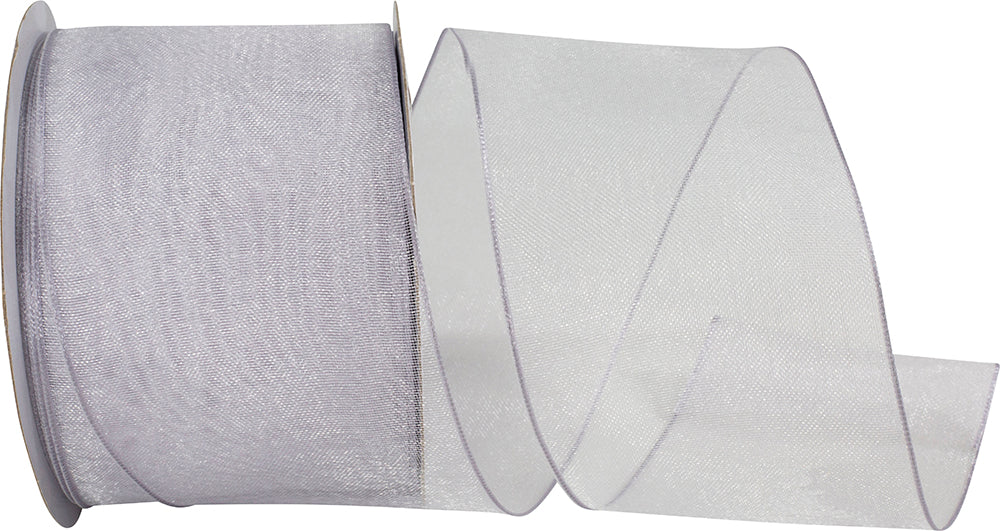 Silver 2-1 2 Inch Elegant Woven Sheer Wired Edge Ribbon for Wreaths & Bows