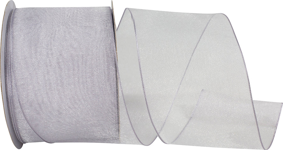 Silver 2-1 2 Inch Elegant Woven Sheer Wired Edge Ribbon for Wreaths & Bows