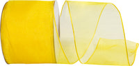Yellow 2-1 2 Inch Elegant Woven Sheer Wired Edge Ribbon for Wreaths & Bows