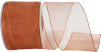 Copper 2-1 2 Inch Elegant Woven Sheer Wired Edge Ribbon for Wreaths & Bows