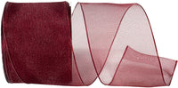 Burgundy 2-1/2 Inch Woven Sheer Wired Edge Ribbon
