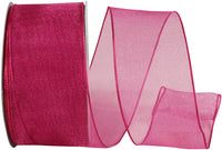 Wine Woven Sheer Wired Edge Ribbon 1-1/2 Inch for Bows