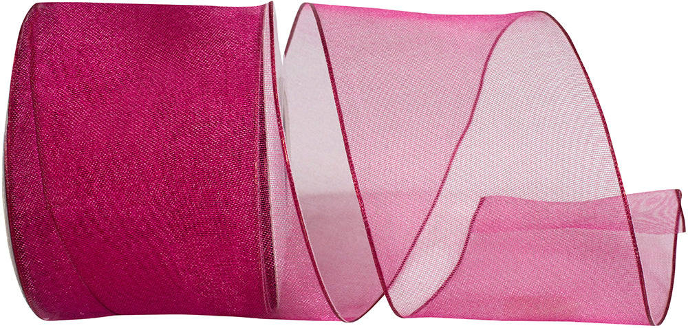 Wine Sheer Wired Edge Ribbon 2-1/2 Inch for Bows
