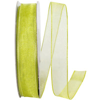 Lime 5 8 Inch Elegant Woven Sheer Wired Edge Ribbon for Wreaths & Bows