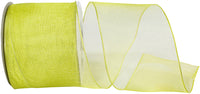 Lime 2-1 2 Inch Elegant Woven Sheer Wired Edge Ribbon for Wreaths & Bows