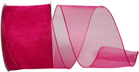 Fuchsia 2-1 2 Inch Elegant Woven Sheer Wired Edge Ribbon for Wreaths & Bows