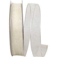 Ivory 5 8 Inch Elegant Woven Sheer Wired Edge Ribbon for Wreaths & Bows