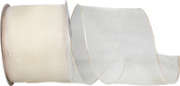 Ivory 2-1 2 Inch Elegant Woven Sheer Wired Edge Ribbon for Wreaths & Bows