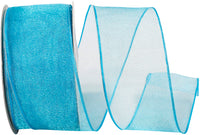 Turquoise Woven Sheer Wired Edge Ribbon 1-1/2 Inch