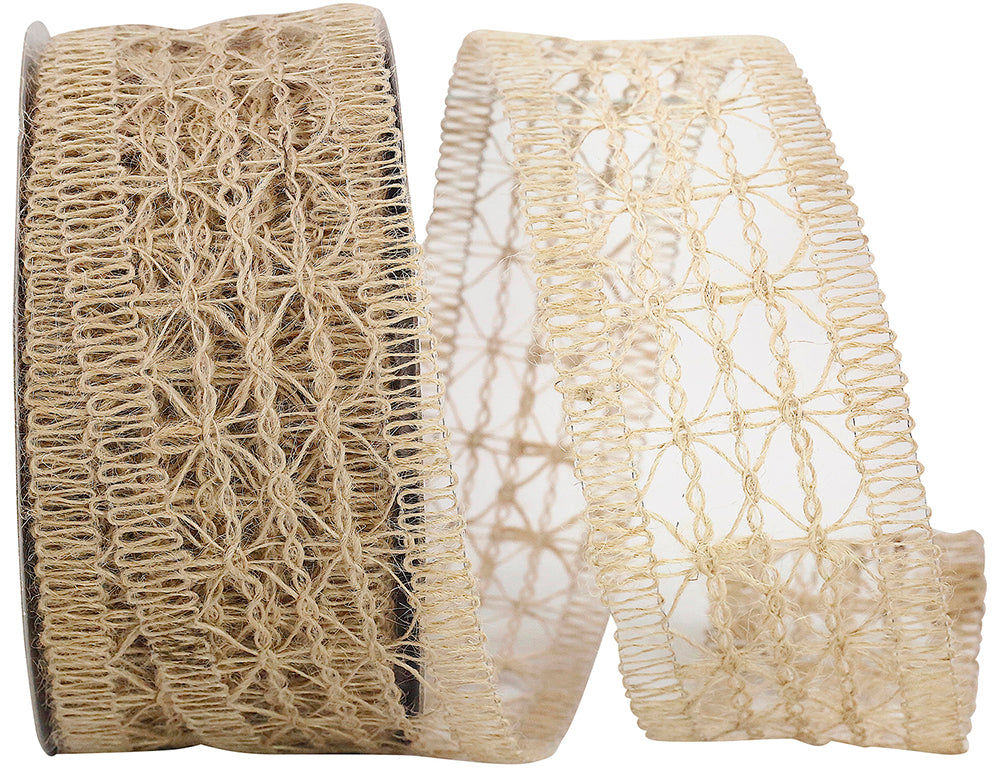 Natural Jute Wired Edge Ribbon 2-1/2 Inch for Wreaths