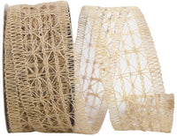 Natural Jute Wired Edge Ribbon 2-1/2 Inch for Wreaths