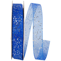 Glitter Mono Sheer Ribbon Royal 5/8 Inch for Wreaths