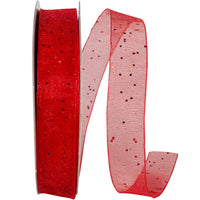 Red Glitter Mono Sheer Ribbon 5/8 Inch for Wreaths