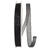 Black Sheer Glitter Dots Wired Edge Ribbon 5/8 Inch 50Yds