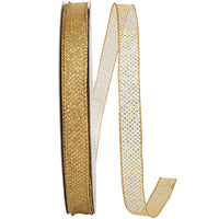 Gold Sheer Glitter Dots Wired Edge Ribbon 5/8 Inch