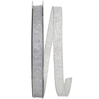 Silver Sheer Glitter Dots Wired Edge Ribbon 5/8 Inch
