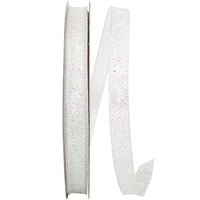 Iridescent Sheer Glitter Dots Wired Edge Ribbon 5/8 Inch