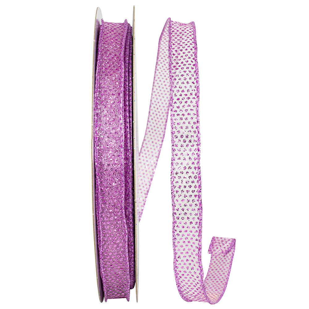 Sheer Glitter Dots Ribbon 5/8 Inch Light Nylon 50 Yards