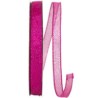 Fuchsia Sheer Glitter Dots Wired Edge Ribbon 5/8 Inch