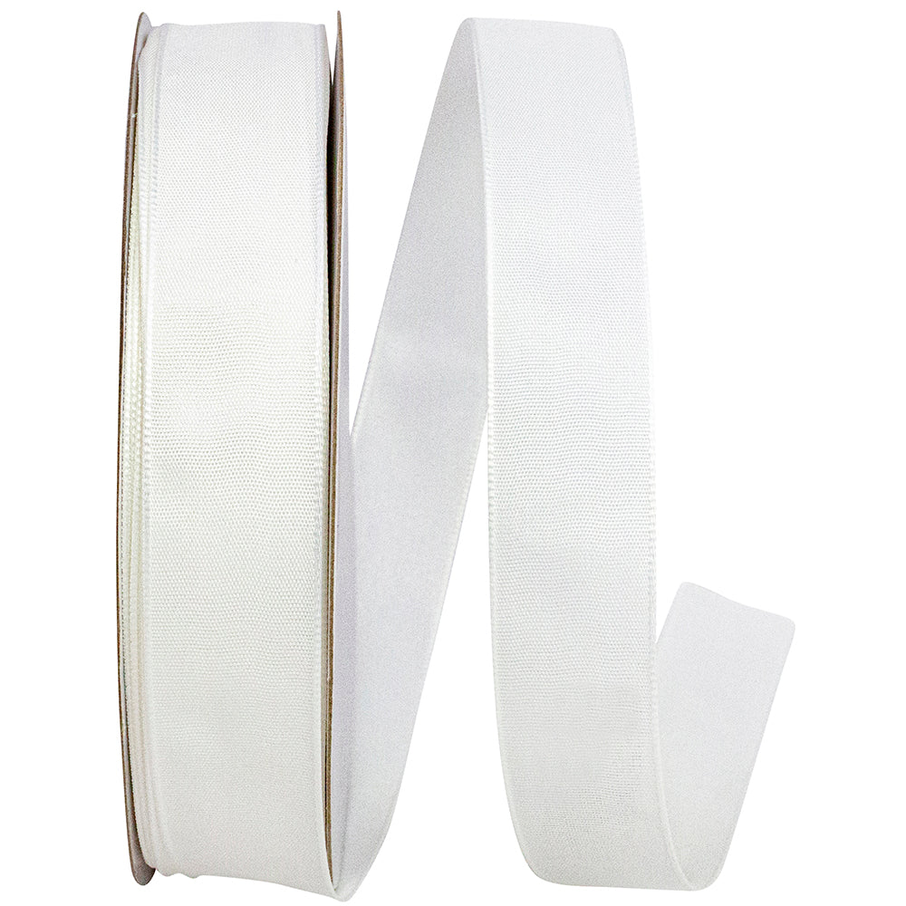 White 7 8 Inch Linen Touch Mono Ribbon for Wreaths & Bows