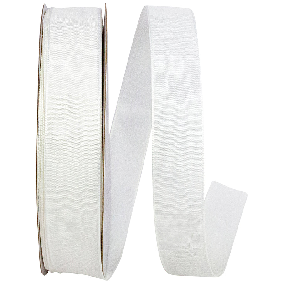 White 7 8 Inch Linen Touch Mono Ribbon for Wreaths & Bows