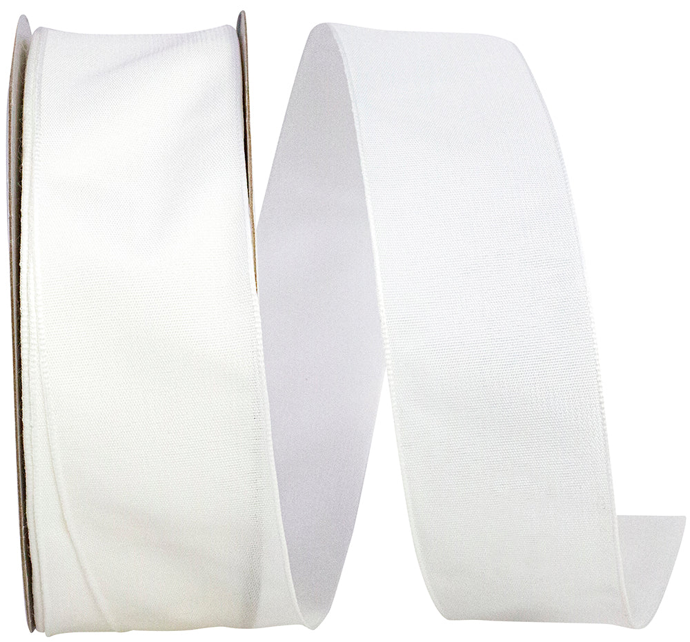 White 1-1 2 Inch Linen Touch Mono Ribbon for Wreaths & Bows