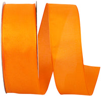 Orange 1-1 2 Inch Linen Touch Mono Ribbon for Wreaths & Bows