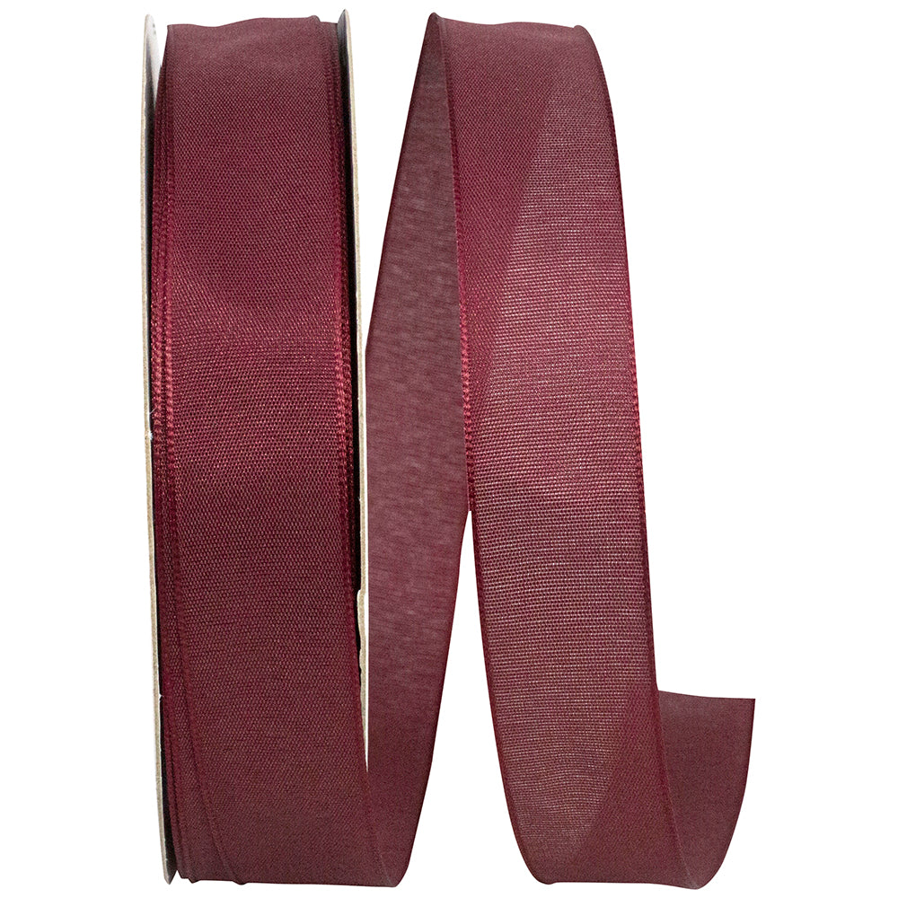 Burgundy Linen Touch Mono Ribbon 7/8 Inch for Wreaths