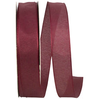 Burgundy Linen Touch Mono Ribbon 7/8 Inch for Wreaths