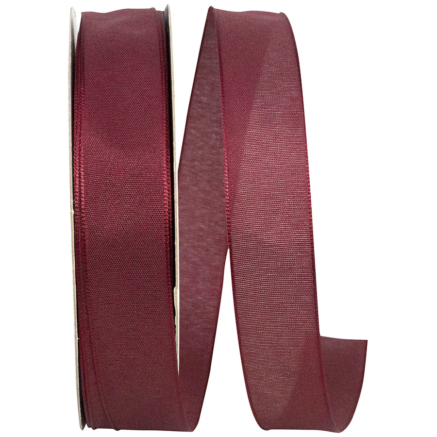 Burgundy Linen Touch Mono Ribbon 7/8 Inch for Wreaths