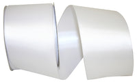 White 2-1 2 Inch Double Face Df Wired Edge Ribbon Rd for Wreaths & Bows