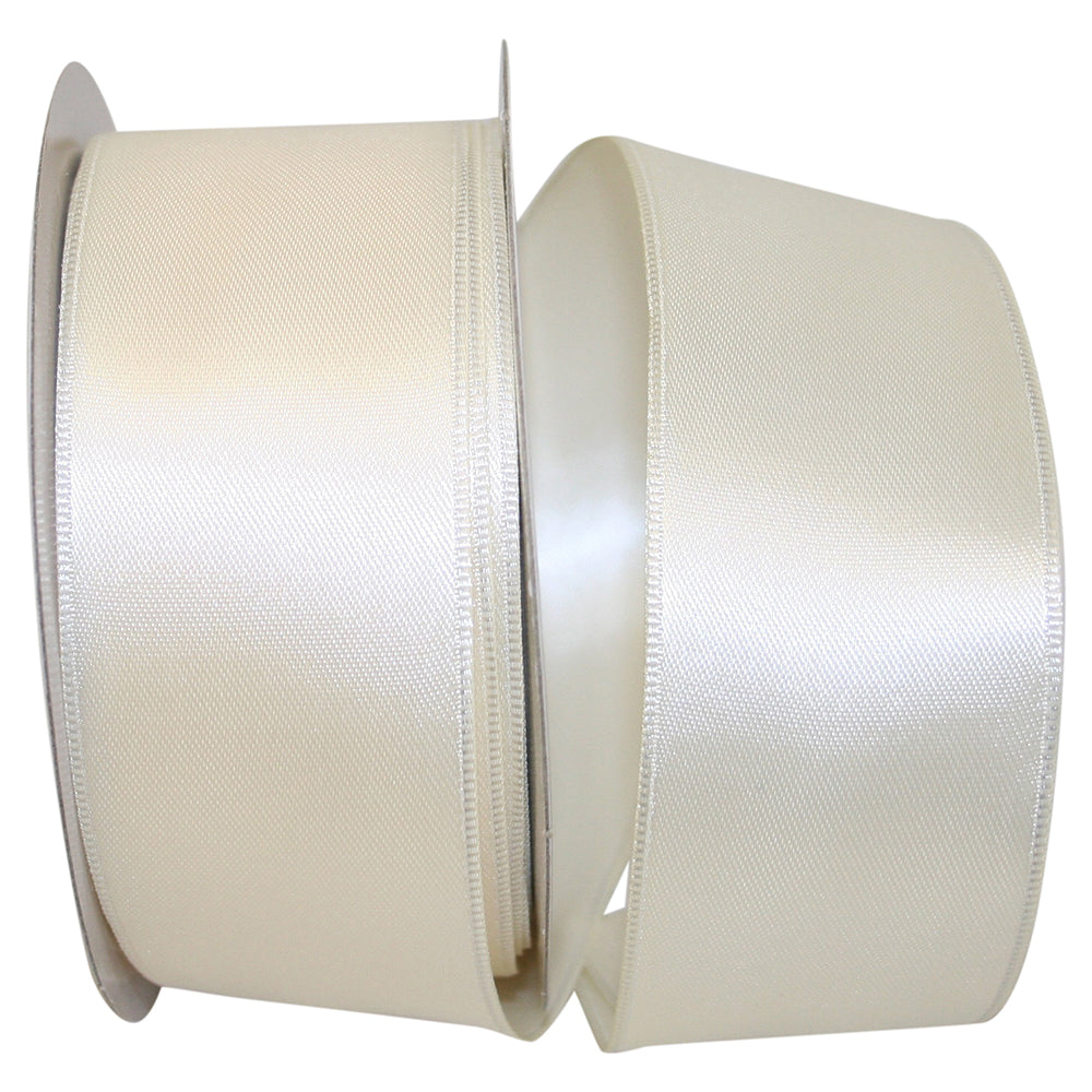 Ivory 1-1 2 Inch Double Face Df Wired Edge Ribbon Rd for Wreaths & Bows