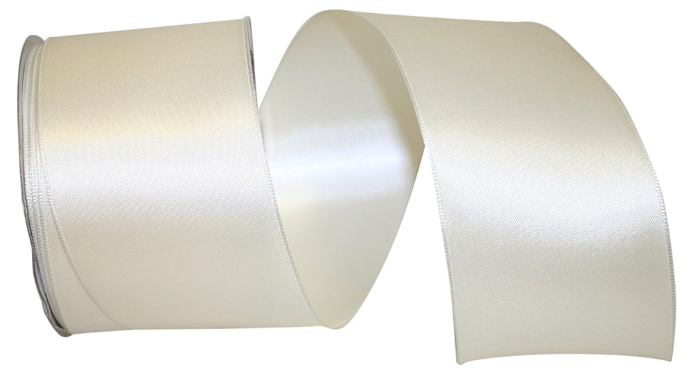Ivory 2-1 2 Inch Double Face Df Wired Edge Ribbon Rd for Wreaths & Bows