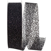 Black Glitter Web Mesh Ribbon 1-1/2 Inch for Wreaths